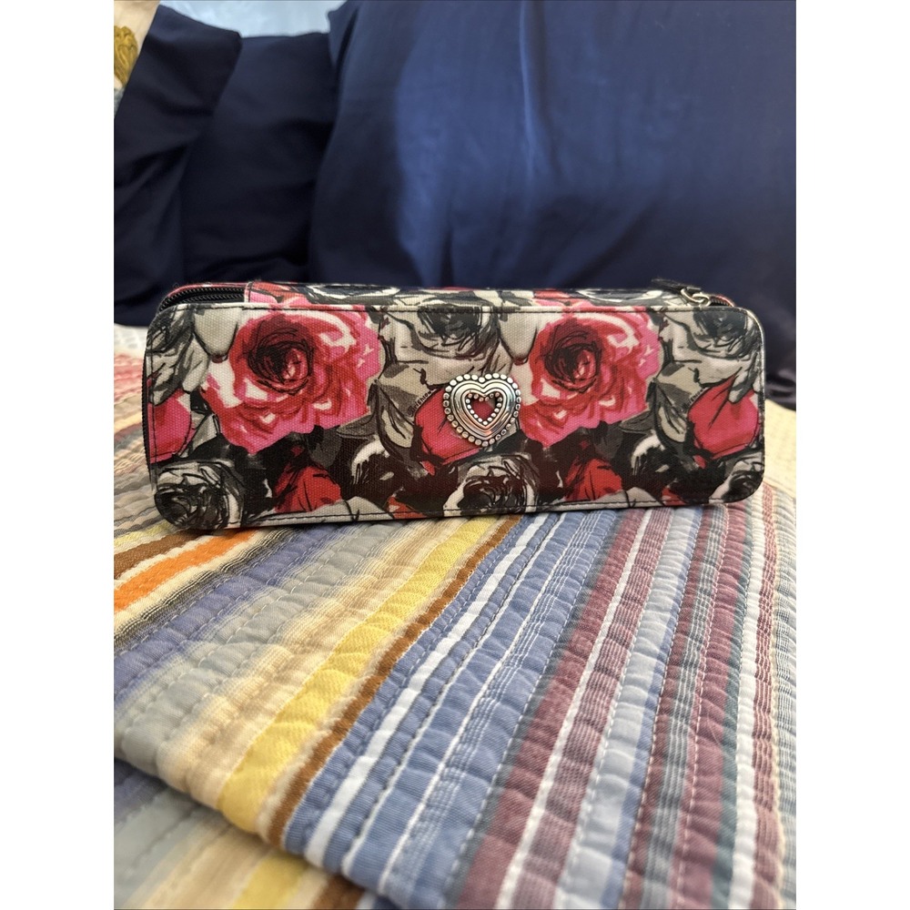 BRIGHTON MADISON ROSE FLORAL JEWELRY CASE ZIPPERED BOX TRAVEL ORGANIZER